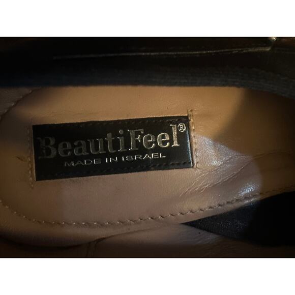 Women 41 10.5 BeautiFeel Israel Black Leather Heels Comfort Pumps Anti-Slip - Picture 8 of 9